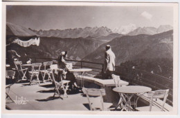 74 - HAUTE-SAVOIE - TERRASSE DU TELEFERIQUE DE VEYRIER - CHAINE DES ALPES ET LE MONT-BLANC + FLAMME AIX LES BAINS - Veyrier