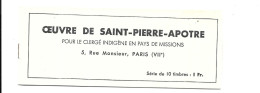 GF1732 - CARNET 10 TIMBRES - OEUVRE DE SAINT-PIERRE APOTRE - VIGNETTES NOIRES GOMMEES - Blokken & Postzegelboekjes