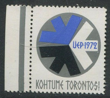 Estonia:Unused Label-stamp ÜEP 1972, Meet In Toronto, Canada - Estland