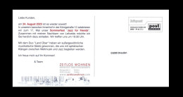 Bund / Post Modern [01129 Dresden]: Ganzsache / Postal Stationery 'Jazz For Friends – Handgemacht, 2023' - Private & Local Mails