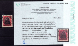 Saar 16III Herrlich Auf Gest. Luxusbriefstück+gepr. Befund 380EUR (K3501 - Briefe U. Dokumente