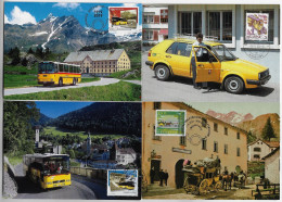 Switzerland 1986/2019 4 Maximum Card Postal Transport Bus Stagecoach Car Mail Office - Bussen