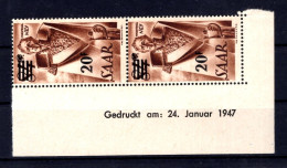 Saar 237 Br Mit Druckdatum ** MNH POSTFRISCH (L8059 - Ungebraucht