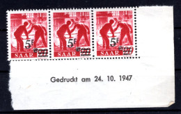 Saar 232 Br Mit Druckdatum ** MNH POSTFRISCH (L7140 - Ungebraucht