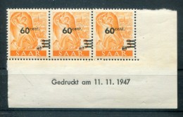 Saar 227 Bru Mit DRUCKDATUM ** MNH POSTFRISCH (79332 - Ungebraucht