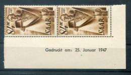 Saar 224 Bru Mit DRUCKDATUM ** MNH POSTFRISCH (79327 - Ungebraucht