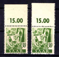 Saar 217IV+217OR Feld 5 Mit Und Ohne Abart ** MNH POSTFRISCH (L7137 - Ungebraucht