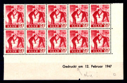 Saar 214 Br Mit Druckdatum ** MNH POSTFRISCH (L7163 - Ungebraucht