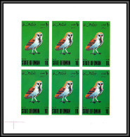 80867 Oman Barbagianni Barn Owl Chouette Effraie Tyto Alba ** MNH  Oiseaux (birds) 1970 Non Dentelé Imperf Feuille Sheet - Eulenvögel