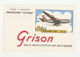 BUVARD - GRISON - COLLECTION AVIONS - BOEING 707 - (TAMPON DOS MEISTER MACHINE A COUDRE FOUGERES) 35 - Schoenen