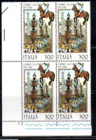 ITALIA REPUBBLICA ITALY 1983 FOLKLORE FOLCLORE ITALIANO CORSA DEI CERI A GUBBIO QUARTINA ANGOLO DI FOGLIO BLOCK MNH - 1981-90: Neufs