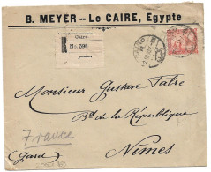 (C04) - REGISTRED COVER WITH 2P. STAMP CAIRO / R => FRANCE 1910 - 1866-1914 Khédivat D'Égypte