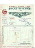 Facture Illustrée 1948 Logo Service Charcuterie Porc  / 39 DOLE / 75001 PARIS / Fromages & Salaisons GRAF - Alimentaire