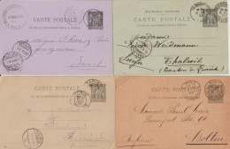 1883/1901 - 4 CP ENTIERS SAGE DIFFERENTES De PARIS ET BESANCON => SUISSE (THALWEIL ET ZÜRICH) + ANGLETERRE (BOLTON) - 1876-1898 Sage (Type II)