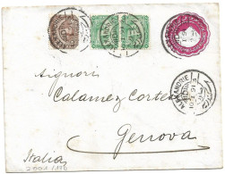 (C04) - UPRATED 5 M. STATIONERY WITH 1M. + 2M. X2 STAMPS ALEXANDRIE => ITALIA 1891 - 1866-1914 Khedivaat Egypte