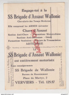 Fixe WW2 Engagez-vous à La Waffen .. Brigade D'assaut Wallonie Bureau Recrutement Place Du Martyr 2 Verviers Belgique - Guerre 1939-45