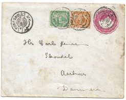 (C04) - UPRATED 5 M. STATIONERY WITH 2M. + 3M. STAMPS PORT SAID => DENMARK 1896 - 1866-1914 Khedivato De Egipto