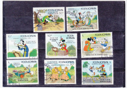 Wald Disney 8 Stamps Used 1986 Romania - Disney