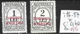 ROUMANIE TAXE 86-87 * Côte 0.60 € - Port Dû (Taxe)