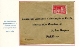 Jeux Olympiques PARIS 1924 - Y&T 184 Perforé CNE  Sur Enveloppe Concordante Non Affranchie - Estate 1924: Paris