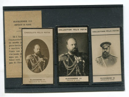 Lot De 3 Images Photos Felix Potin ALEXANDRE III 3 Empereur De Russie Avec Biographie - Albums & Collections