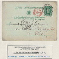 Entier CP 12 Obl. BXL (LUX) 8/1/1879 + Marque D'entrée Belgique - Lille > Lille C. D'arrivée - Officinas De Paso