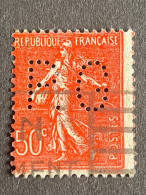 FRANCE P N°199 Semeuse P.G 72 Indice 4 Perforé Perforés Perfins Perfin ! - Other & Unclassified