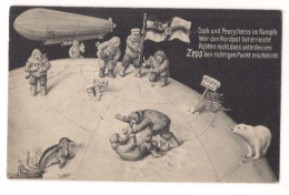 SUR LE GLOBE TERRESTRE HOMMES HABILLES EN SINGES - ZEPPLIN - OURS BLANC - PHOQUE - (Carte Allemande) - - Sterrenkunde