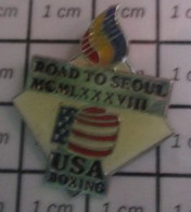 1922 Pin's Pins / Beau Et Rare / JEUX OLYMPIQUES / J.O. ETE SEOUL 1988 ROAD TO SeAOUL USa BOXING - Olympische Spiele