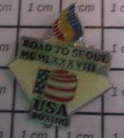 1922 Pin's Pins / Beau Et Rare / JEUX OLYMPIQUES / J.O. ETE SEOUL 1988 ROAD TO SeAOUL USa BOXING - Giochi Olimpici