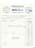 Facture 1960 / 39 REVIGNY CONLIEGE / Tournerie Sur Bois & Buis BADOT, Articles De Cave Fabrique Robinets - 1950 - ...