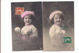 2 CPA PETITE FILLE ET BOULE DE NEIGE - BONNE ANNEE - (RPH 2406: 1 Et 5 ) - - Retratos