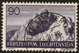 Liechtenstein 1938: "3 Schwestern" (90) Zu 136 Mi 166 Yv 150 Mit Voll-Stempel TRIESENBERG 16.III.38 (Zumstein CHF 18.00) - Usati