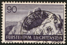 Liechtenstein 1938: "3 Schwestern" (90) Zu 136 Mi 166 Yv 150 Mit Voll-Stempel TRIESENBERG 16.III.38 (Zumstein CHF 18.00) - Gebraucht