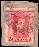 Málaga - Edi O 317 - Perforado "H.A.B." (Hijos De Antonio Barceló. Vinos) - Fragmento - Used Stamps