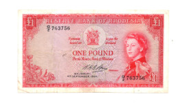 Rhodesia One (1) Pound 1964 QEII P-25 Very Fine - Rhodesia