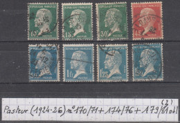 France Type Pasteur (1923-26) Y/T N°  170/171 + 174/176 + 179/181 Oblitérés - 1922-26 Pasteur