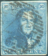 N°2 - Epaulette 20 Centimes Bleue, TB Margée, Obl. P.57 HASSELT. Bon Bureau. - TB - 22083 - 1849 Epaulettes