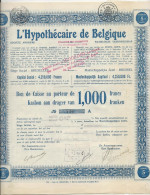 L'HYPOTHECAIRE DE BELGIQUE - BON DE CAISSE AU PORTEUR DE 1000 FRS   1930 - Banque & Assurance
