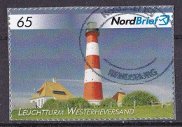 BRD Privatpost Nord Brief (65) Leuchtturm Westerheversand O/used (A4-31) - Posta Privata & Locale