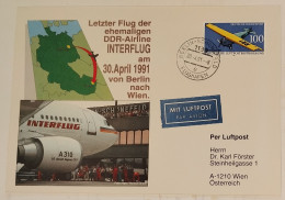 Germany - 1991 - Aviation, Airplanes - Last Flight Interflug - Cover - Airplanes