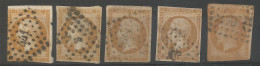 Napoleon 10c Bistre Y&T 13A 5 X Exemplaires Variétés - 1853-1860 Napoleone III