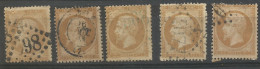Napoleon 10c Bistre Y&T 21 5 X Exemplaires Variétés - 1862 Napoleon III