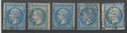 Napoleon 20c Bleu Y&T 22 5 X Exemplaires Variétés - 1862 Napoleon III