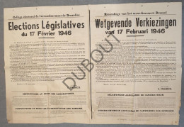 WOII - Affiche - 1946 - Wetgevende Verkiezingen Arondissement Brussel  (P407) - Afiches
