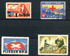 SUISSE - LOT DE 7 VIGNETTES GUERRE 1939 / 1945 - OBLITEREES ET AVEC CHARNIERES - Vignetten