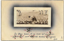 Victor Hugo Si La Fleur Passe, Et Ne Dure Qu'un Jour, Pour Toi, Mon Amitié Durera Toujours (cadre Gaufré), Envoi 1918 - Ecrivains