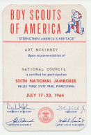 Participation Card Boy Scouts Of America Sixth National Jamboree - Autres & Non Classés