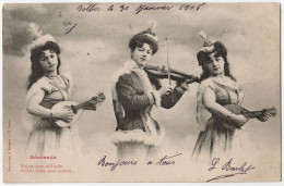 SERENADE- CPA - Musiciennes - Illustrateur BERGERET- Précurseur 1905 - Bergeret