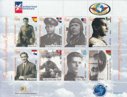 2018 Dominican Republic Pioneers Of Aviation Lindbergh Flags Complete Set Of 2 Sheets Of 8 MNH - Repubblica Domenicana